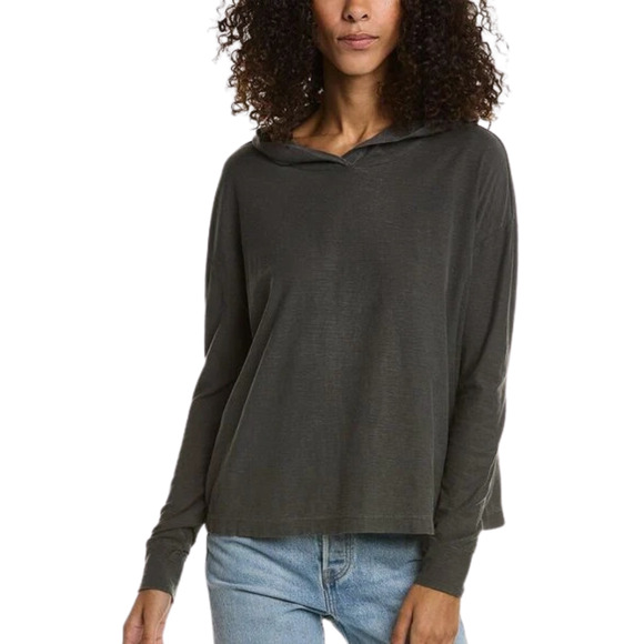 James Perse Tops - James Perse Hoodie Womens XL Gray Reverse Slub Jersey Hooded Long Sleeve Cotton